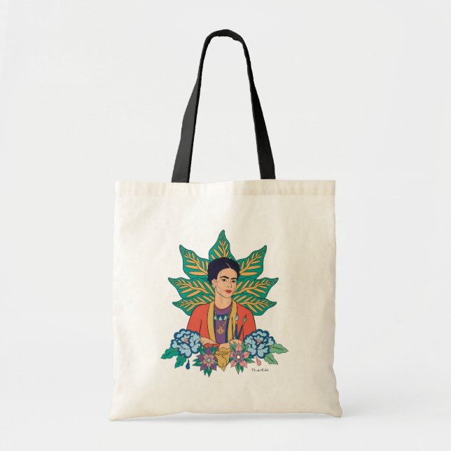 Frida Kahlo Colorful Floral Graphic Tragetasche (Vorne)