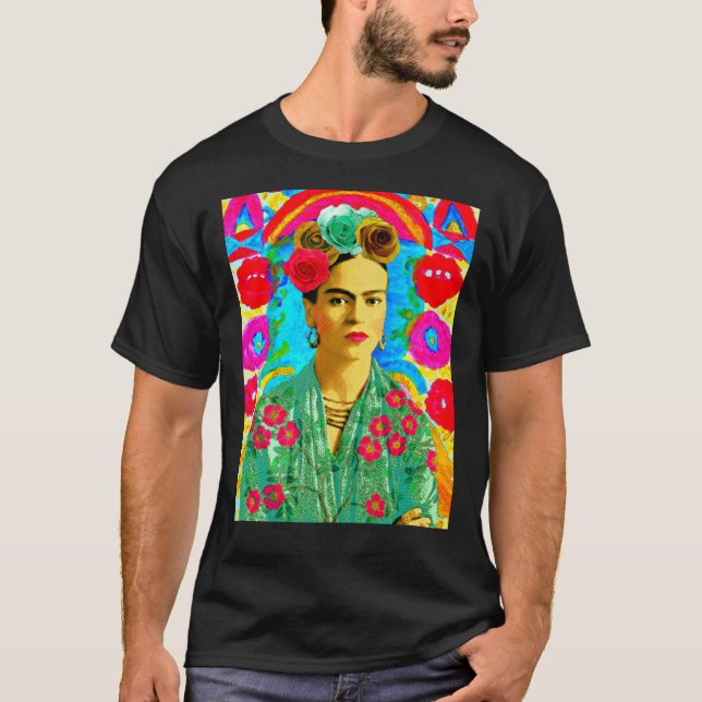 Frida Kahlo Colorful Floral   T-Shirt (Vorderseite)