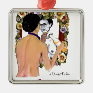 Frida Kahlo en el Espejo Portrait Silbernes Ornament