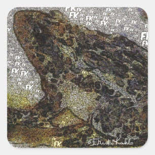 Frida Kahlo FK-Style Frog Painting Quadratischer Aufkleber