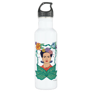 Frida Kahlo Floral Frame Graphic Edelstahlflasche