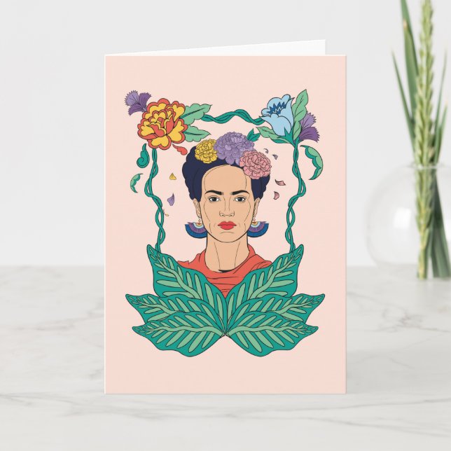 Frida Kahlo Floral Frame Graphic Karte (Vorderseite)