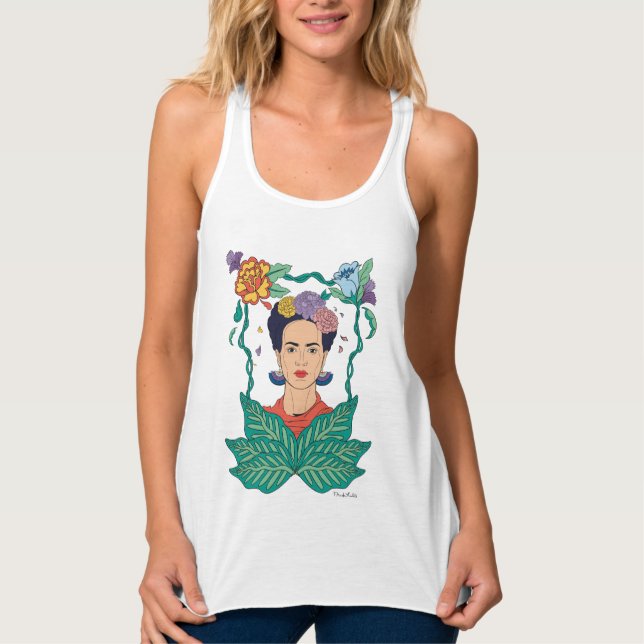 Frida Kahlo Floral Frame Graphic Tank Top (Vorderseite)