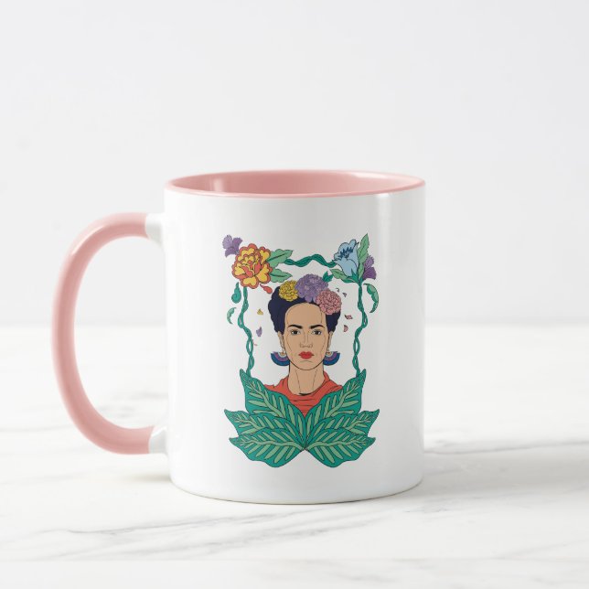 Frida Kahlo Floral Frame Graphic Tasse (Links)