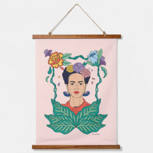 Frida Kahlo Floral Frame Graphic Wandteppich Mit Holzrahmen