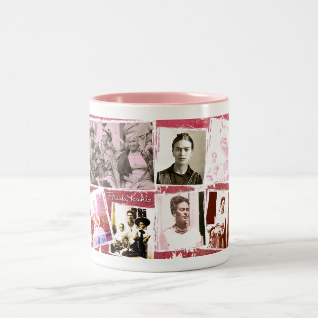 Frida Kahlo Foto Montage Zweifarbige Tasse (Mittel)