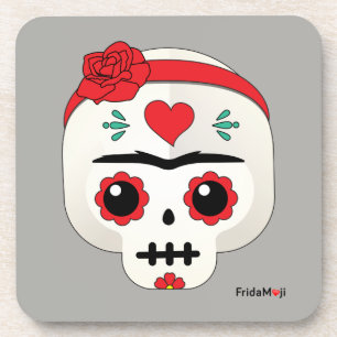 Frida Kahlo   FridaMoji - Zuckerschädel Getränkeuntersetzer