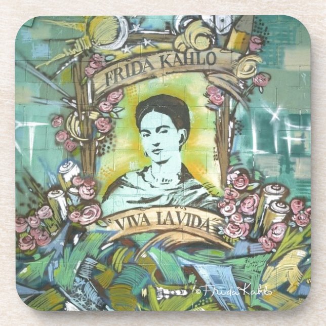 Frida Kahlo Graffiti Getränkeuntersetzer (Vorderseite)