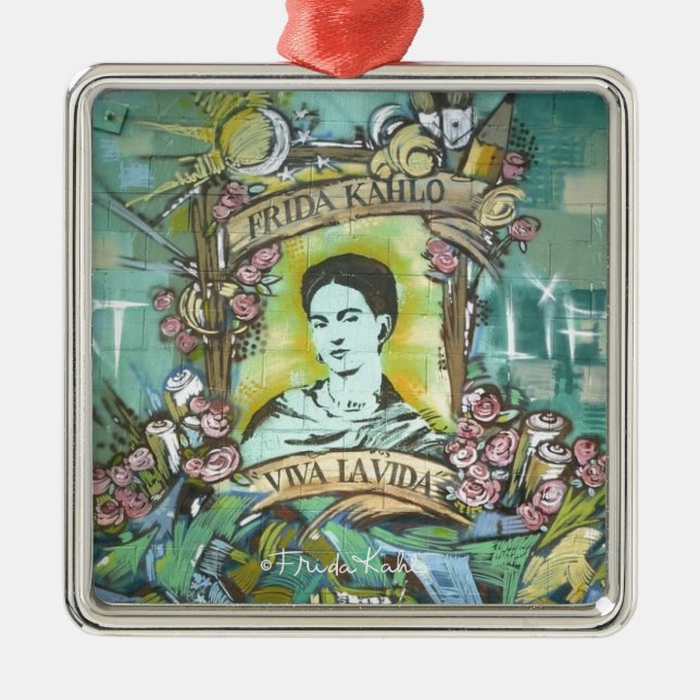 Frida Kahlo Graffiti Silbernes Ornament (Vorne)