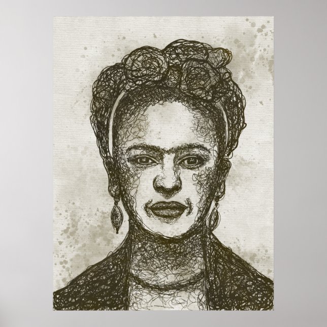 FRIDA KAHLO handgezeichnetes Kunstposter Poster (Vorne)