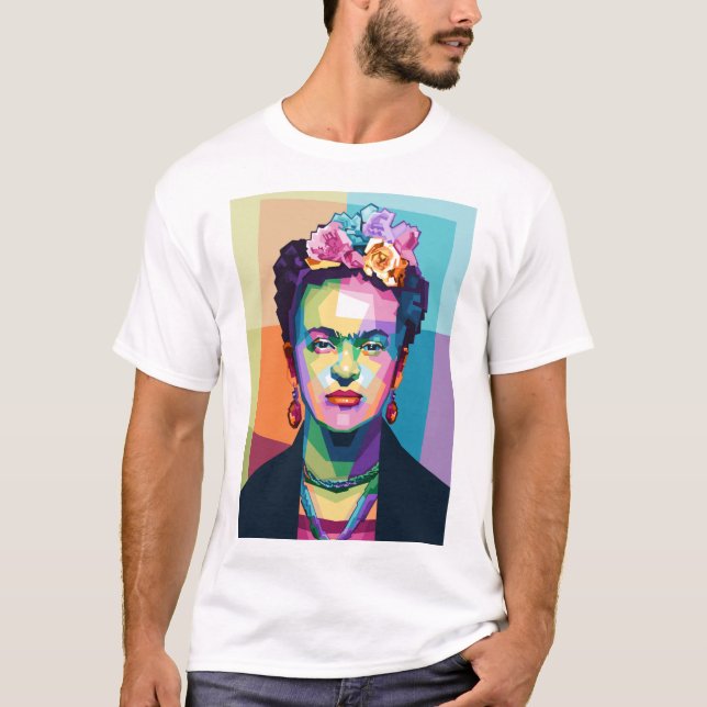 Frida Kahlo in WPAP T-Shirt (Vorderseite)