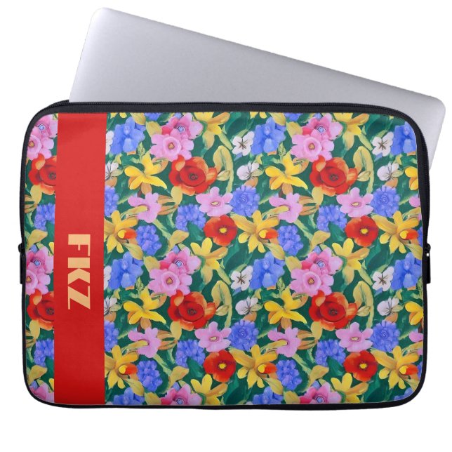Frida Kahlo Inspiriert Monogram Laptopschutzhülle (Vorderseite)