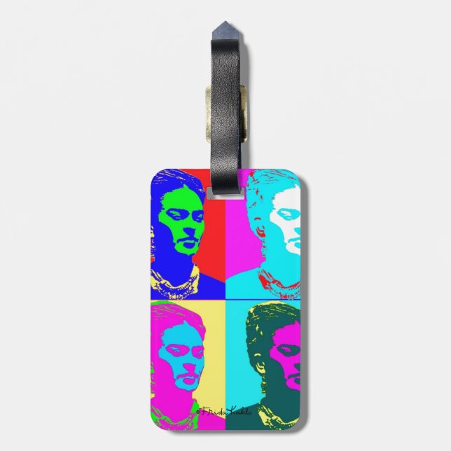 Frida Kahlo inspiriertes Porträt Gepäckanhänger (Rückseite vertikal)