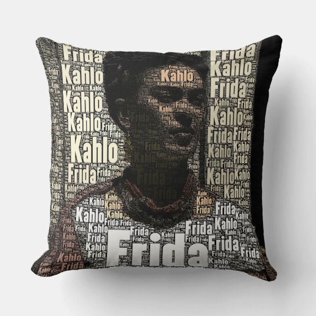 Frida Kahlo Lettering Portrait Kissen (Vorderseite)