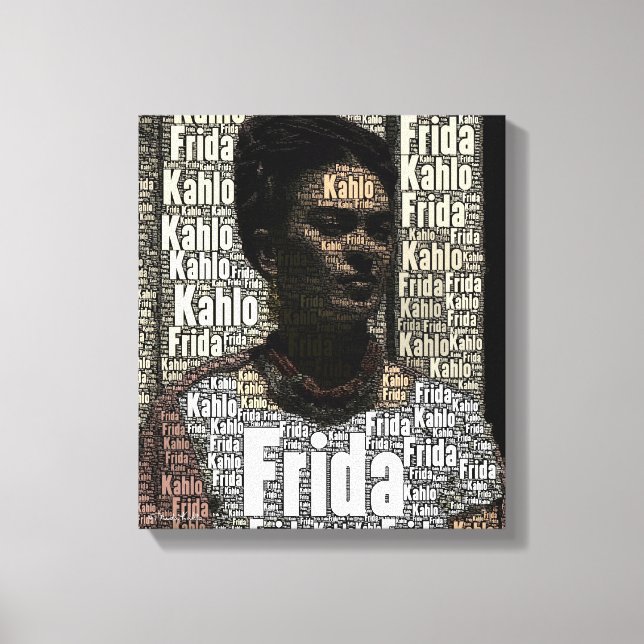 Frida Kahlo Lettering Portrait Leinwanddruck (Vorderseite)