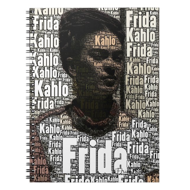 Frida Kahlo Lettering Portrait Notizblock (Vorderseite)