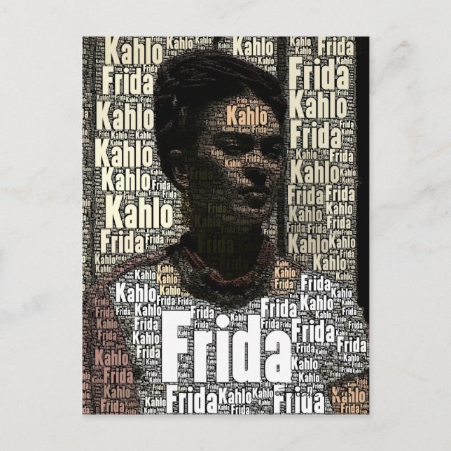Frida Kahlo Lettering Portrait Postkarte (Vorderseite)