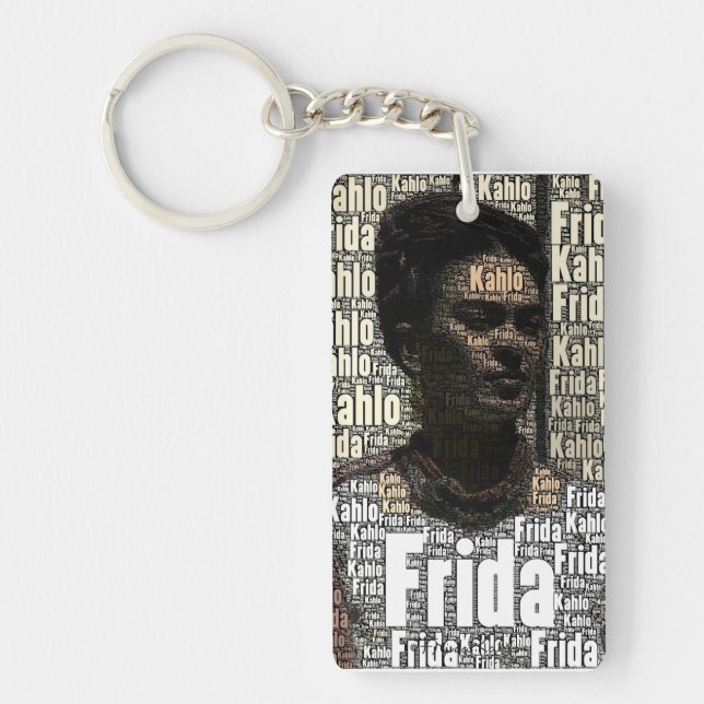 Frida Kahlo Lettering Portrait Schlüsselanhänger (Vorderseite)