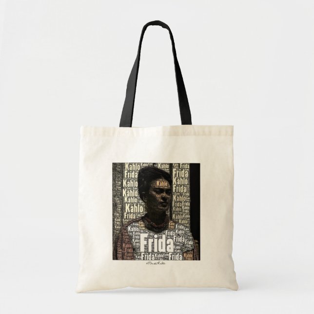 Frida Kahlo Lettering Portrait Tragetasche (Vorne)
