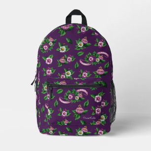 Frida Kahlo Lila Blumenstrauß-Muster Bedruckter Rucksack