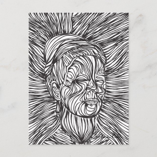 Frida Kahlo Lines Portrait Postkarte (Vorderseite)