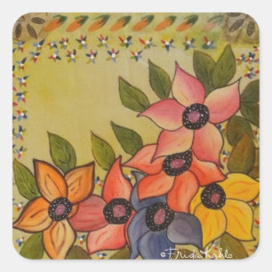 Frida Kahlo malte Flores Quadratischer Aufkleber