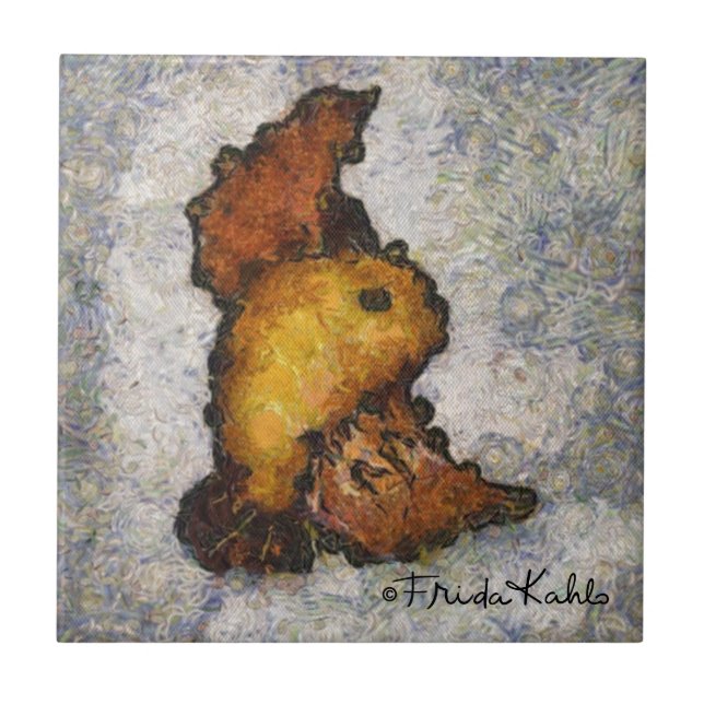 Frida Kahlo Monet-Style Bird Painting Fliese (Vorderseite)