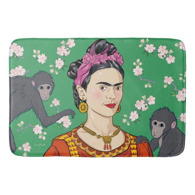 Frida Kahlo Monkey Graphic Badematte (Vorderseite)