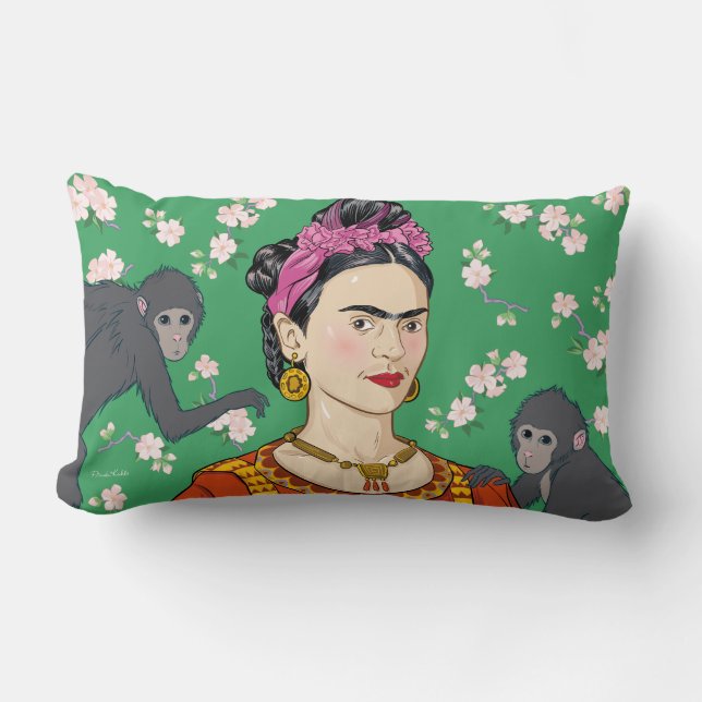 Frida Kahlo Monkey Graphic Lendenkissen (Vorderseite)