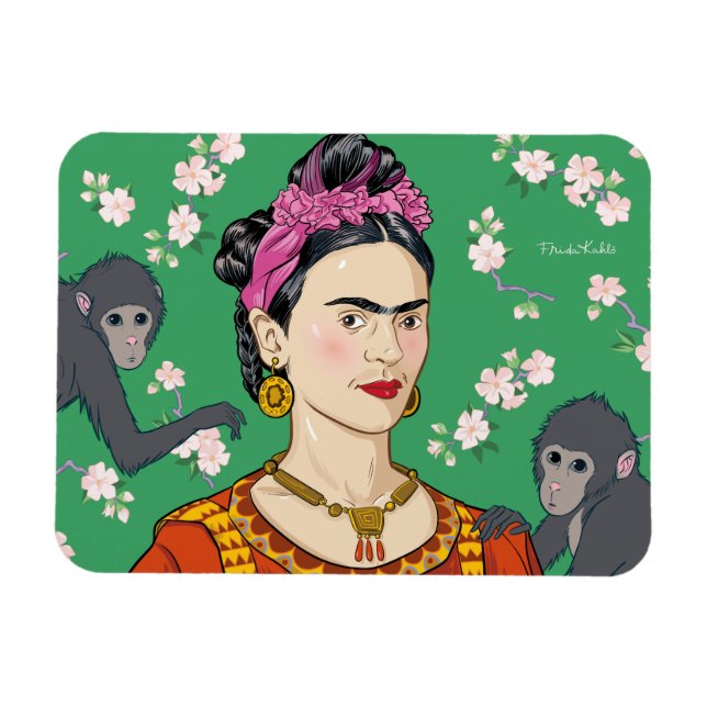 Frida Kahlo Monkey Graphic Magnet (Horizontal)
