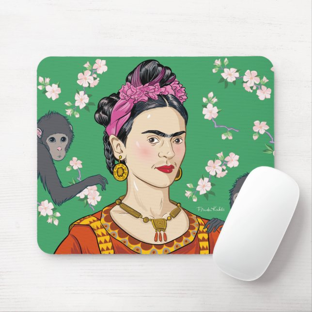 Frida Kahlo Monkey Graphic Mousepad (Mit Mouse)