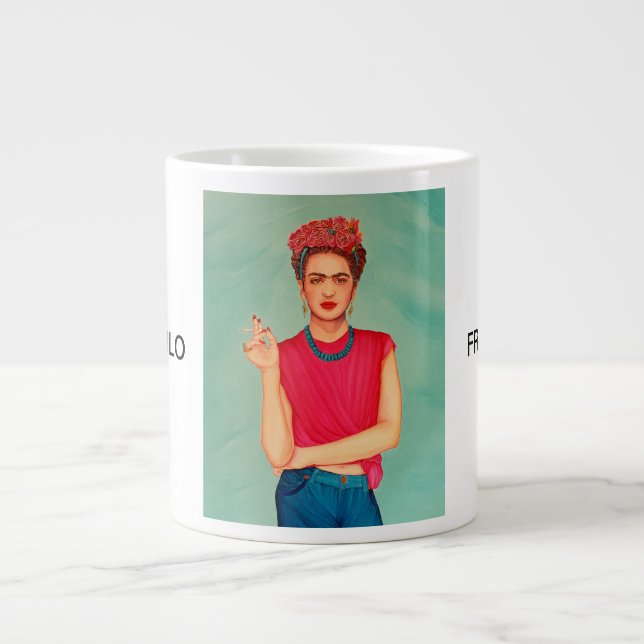 Frida Kahlo Oil Painting Jumbo-Tasse (Vorderseite)
