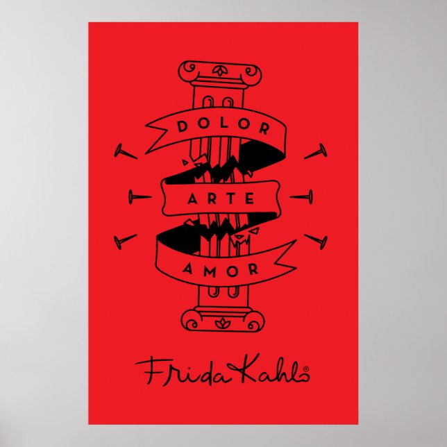 Frida Kahlo | Pain Art Liebe Poster (Vorne)
