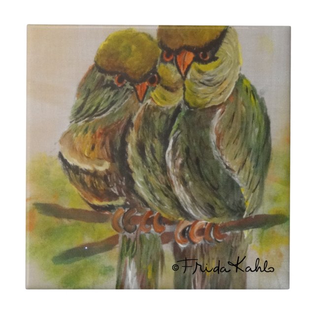 Frida Kahlo Painted Birds Fliese (Vorderseite)