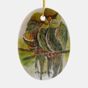 Frida Kahlo Painted Birds Keramik Ornament