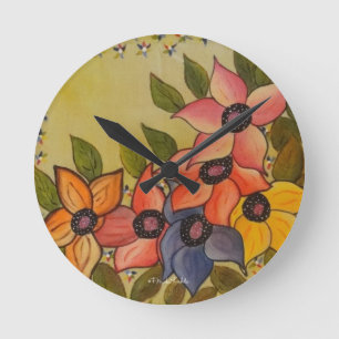 Frida Kahlo Painted Flores Runde Wanduhr