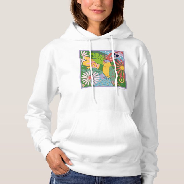 Frida Kahlo Parrot Graphic Hoodie (Vorderseite)