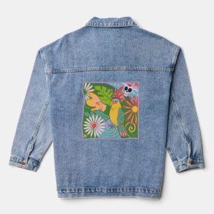 Frida Kahlo Parrot Graphic Jeansjacke