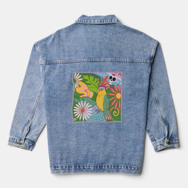 Frida Kahlo Parrot Graphic Jeansjacke (Rückseite)