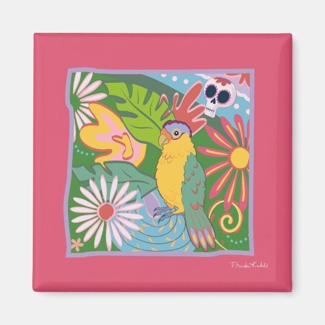Frida Kahlo Parrot Graphic Magnet (Vorne)