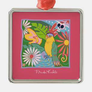 Frida Kahlo Parrot Graphic Ornament Aus Metall