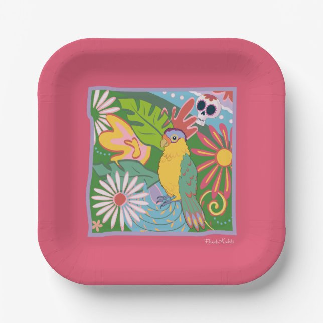 Frida Kahlo Parrot Graphic Pappteller (Vorderseite)