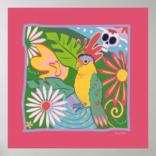 Frida Kahlo Parrot Graphic Poster (Vorne)