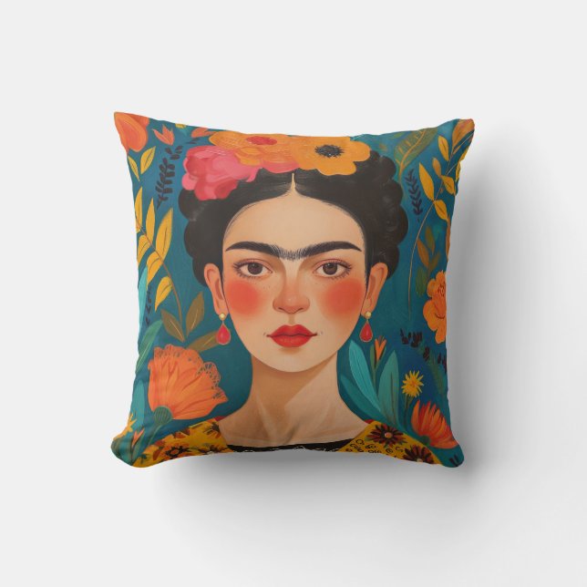 Frida Kahlo Pillow, Cushion, Frida Decor Kissen (Vorderseite)