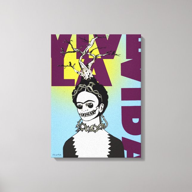 Frida Kahlo Pop Art Portrait Leinwanddruck (Vorderseite)