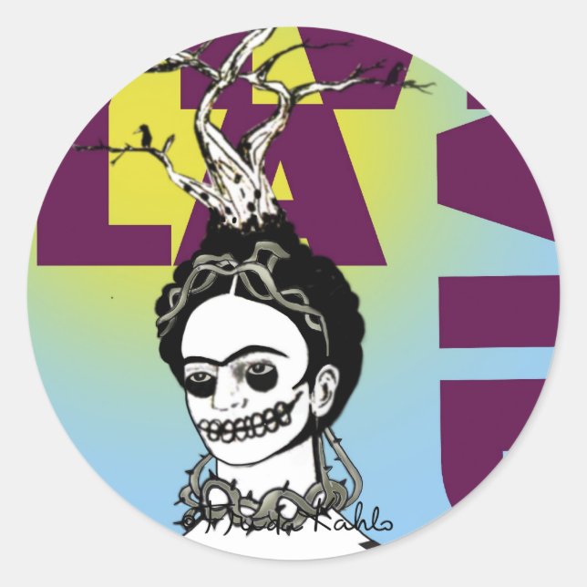 Frida Kahlo Pop Art Portrait Runder Aufkleber (Vorderseite)