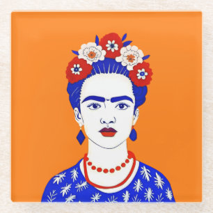 Frida Kahlo Portrait - Grafik Glasuntersetzer