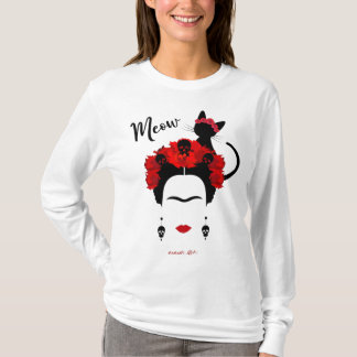 Frida Kahlo Portrait und niedliches Meow Mexican C T-Shirt