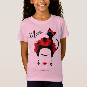 Frida Kahlo Portrait und niedliches Meow Mexican C T-Shirt