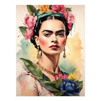 Frida Kahlo Portrait with Flowers Fotodruck